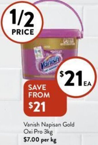 Foodworks Vanish Napisan Gold Oxi Pro 3kg offer