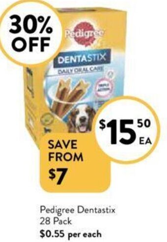 Foodworks Pedigree Dentastix 28 Pack offer