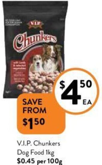 Foodworks V.I.P. Chunkers Dog Food 1kg offer