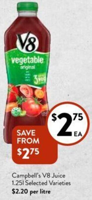 Foodworks Campbell's V8 Juice 1.25L offer