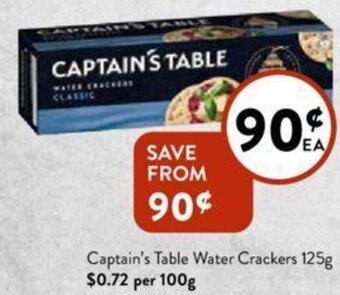 Foodworks Captain's Table Water Crackers 125g offer