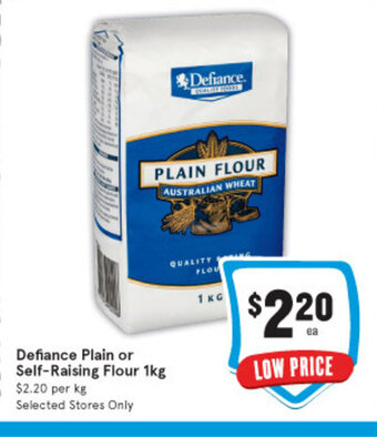 IGA Defiance Plain or Self-Raising Flour 1kg offer