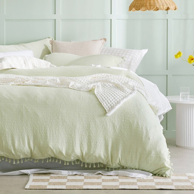 Talia spearmint green quilt cover set by essentials offer at Pillow Talk