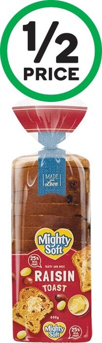 Woolworths Mighty Soft Raisin Toast 600g offer