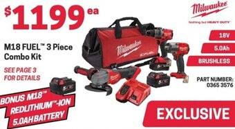 Blackwoods Milwaukee M18 FUEL™ 3 Piece Combo Kit offer