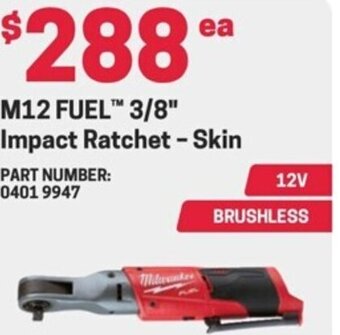 Blackwoods Milwaukee M12 FUEL™ 3/8" Impact Ratchet - Skin offer