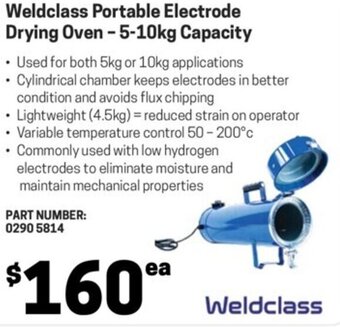 Weldclass Portable Electrode Drying Oven - 5-10kg Capacity