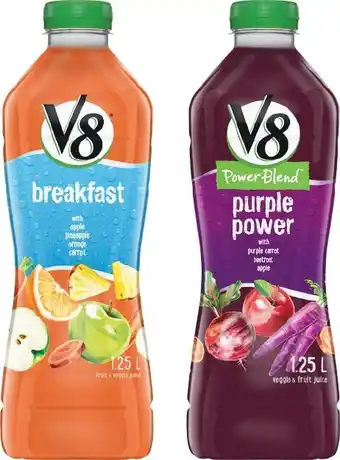 Woolworths V8 Juice, V8 Powerblend, or Plantly Enhanced Water & Juice 1.25 Litre offer