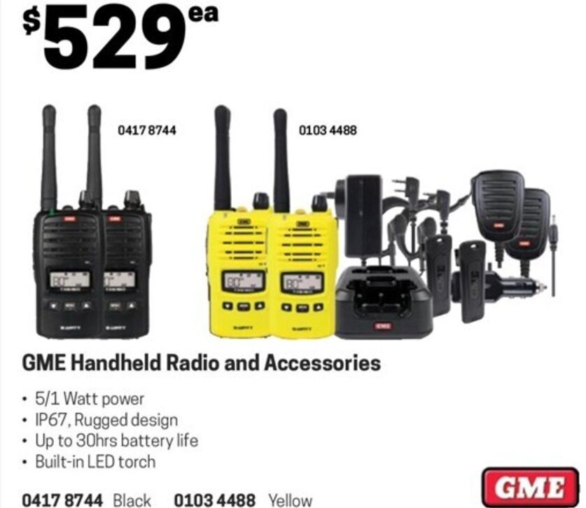 GME Handheld Radio and Accessories offer at Blackwoods