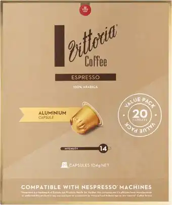 Woolworths Vittoria Nespresso Compatible Coffee Capsules Pk 20 offer