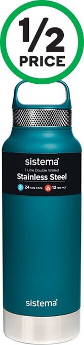 Woolworths Sistema Stainless Steel Dual Wall Bottle 1 Litre offer