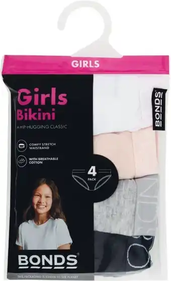 Bonds Girls or Boys Briefs Pk 4