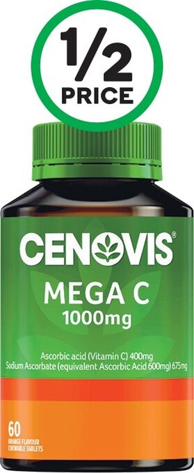 Woolworths Cenovis Mega C 1000mg Chewable Tablets Orange Flavour Pk 60* offer