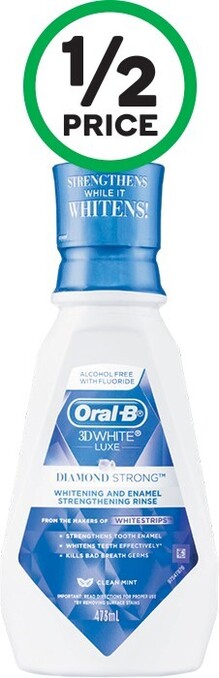 Woolworths Oral-B 3D White Luxe Mouthwash Diamond Strong Clean Mint 473ml offer