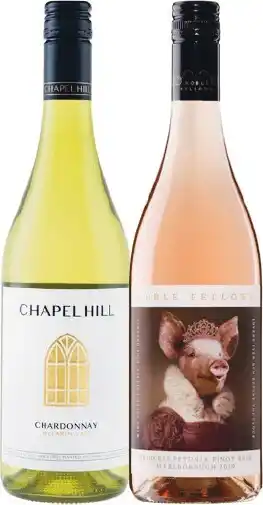 Woolworths Chapel Hill Chardonnay OR Noble Fellows Pinot Rose 750ml offer