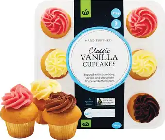 Woolworths Woolworths Vanilla Cupcakes with Buttercream Frosting Pk 9 offer