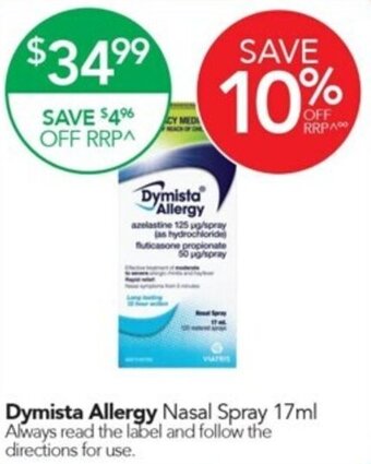 Terry White Dymista Allergy Nasal Spray 17ml offer