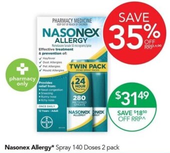 Terry White Nasonex Allergy Spray 140 Doses 2 pack offer