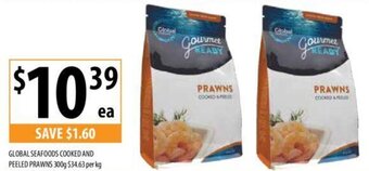 Supabarn GLOBAL SEAFOODS COOKED AND PEELED PRAWNS 300g offer