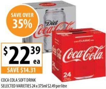 Supabarn COCA COLA SOFT DRINK SELECTED VARIETIES 24 x 375ml offer