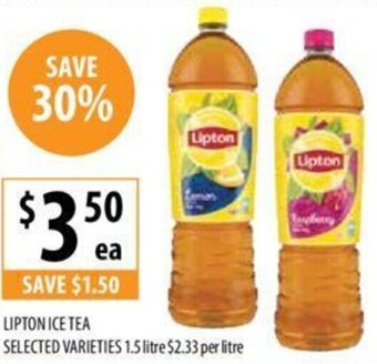 Supabarn LIPTON ICE TEA SELECTED VARIETIES 1.5 litre offer