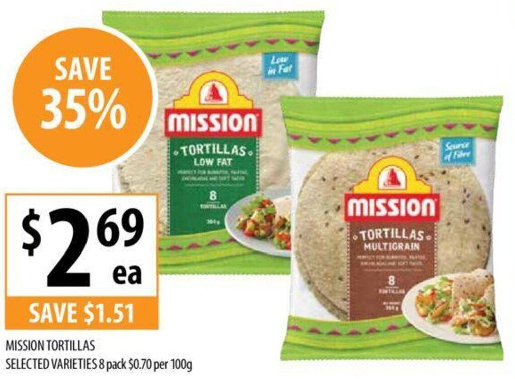 MISSION TORTILLAS SELECTED VARIETIES 8 pack offer at Supabarn