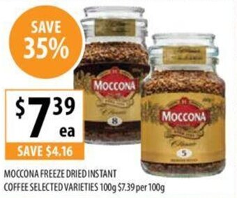 Supabarn MOCCONA FREEZE DRIED INSTANT COFFEE SELECTED VARIETIES 100g` offer