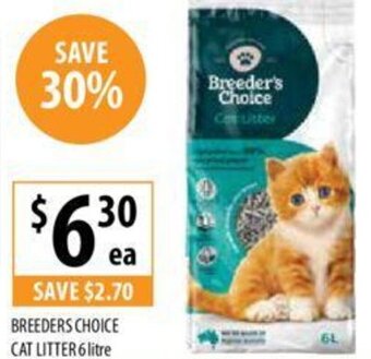 Supabarn BREEDERS CHOICE CAT LITTER 6 litre offer