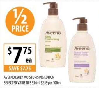 Supabarn AVEENO DAILY MOISTURISING LOTION SELECTED VARIETIES 354ml offer