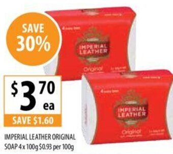 Supabarn IMPERIAL LEATHER ORIGINAL SOAP 4x 100g offer