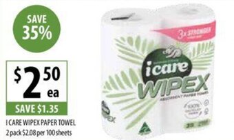 Supabarn I CARE WIPEX PAPER TOWEL 2 pack offer