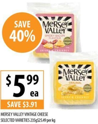 Supabarn MERSEY VALLEY VINTAGE CHEESE SELECTED VARIETIES 235g offer