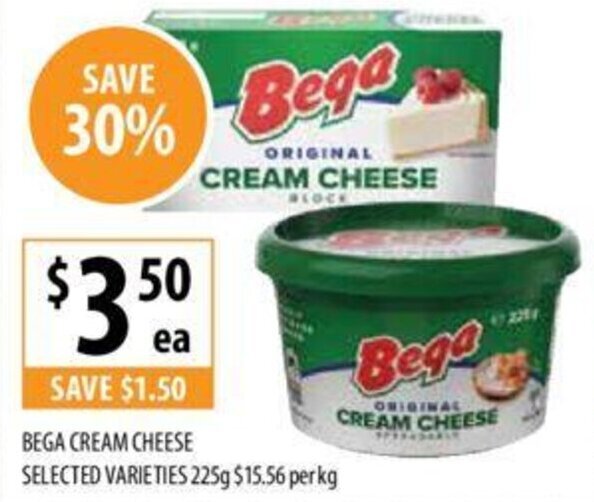 BEGA CREAM CHEESE SELECTED VARIETIES 225g offer at Supabarn