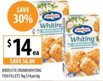 BIRDS EYE CRUMB WHITING FISH FILLETS 1kg