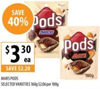 Supabarn MARS PODS SELECTED VARIETIES 160g offer
