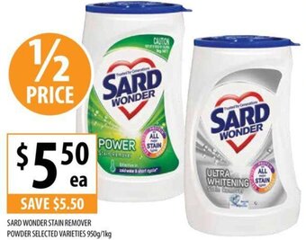 SARD WONDER STAIN REMOVER POWDER SELECTED VARIETIES 950g/1kg