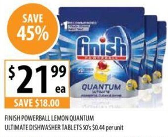 Supabarn FINISH POWERBALL LEMON QUANTUM ULTIMATE DISHWASHER TABLETS 50's offer