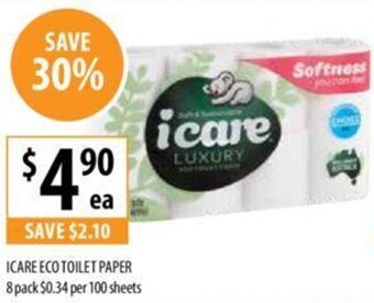 Supabarn ICARE ECO TOILET PAPER 8 pack offer