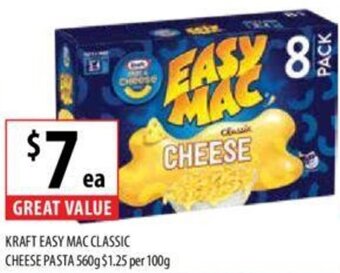 Supabarn KRAFT EASY MAC CLASSIC CHEESE PASTA 560g offer