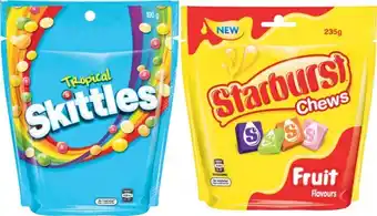 Coles Skittles 190g-200g or Starburst Chews 235g offer