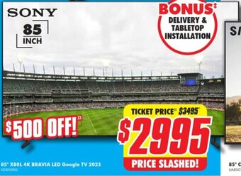 The Good Guys 85" X80L 4K BRAVIA LED Google TV 2023 offer