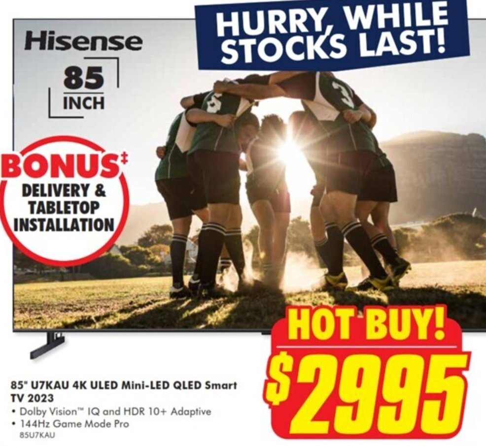 85" U7KAU 4K ULED MiniLED QLED Smart TV 2023 offer at The Good Guys