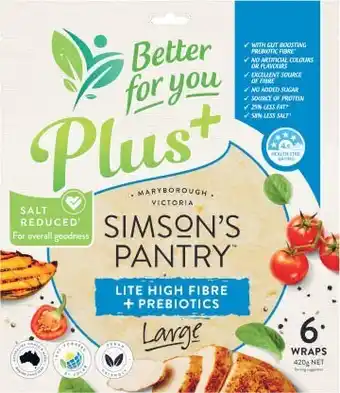 Coles Simsonu2019s Pantry Lite + Prebiotics 6 Pack 420g offer