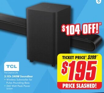 The Good Guys 3.1Ch 240W Soundbar offer