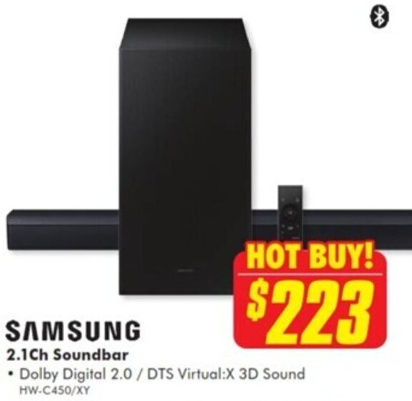SAMSUNG 2.1ch Soundbar offer at The Good Guys
