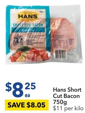Ritchies Hans Short Cut Bacon 750g offer