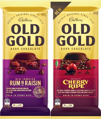 Coles Cadbury Old Gold Block Chocolate 180g or Toblerone 200g offer