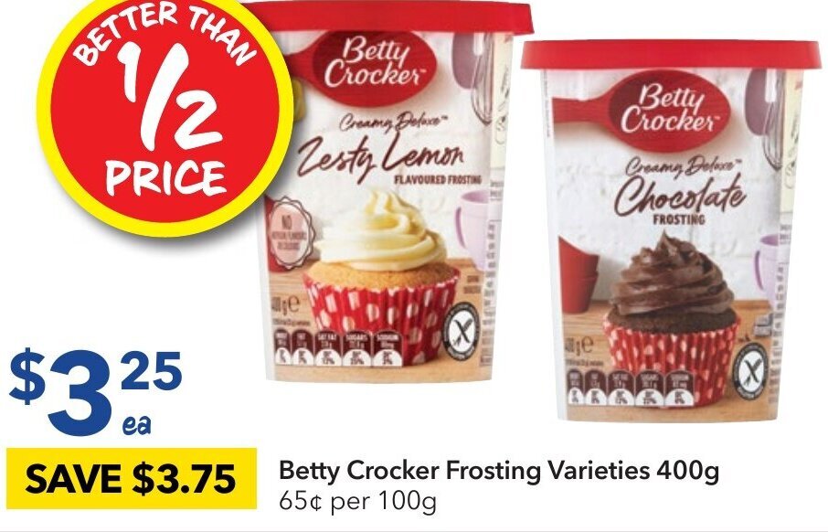 Betty Crocker Frosting Varieties 400g offer at Ritchies