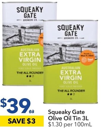 Ritchies Squeaky Gate Olive Oil Tin 3L offer