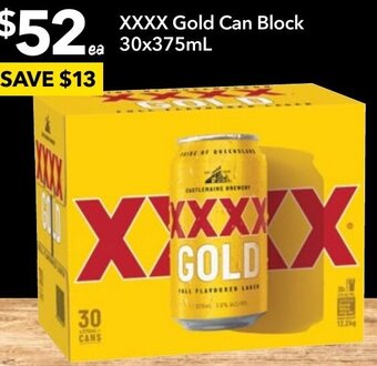 Ritchies XXXX Gold Can Block 30x375mL offer